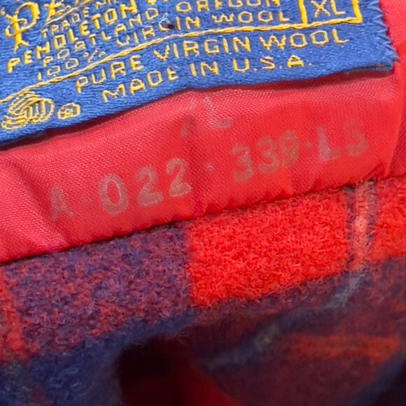 Vintage 60s/70s Pendleton Loop Virgin Wool Red Galloway Tartan Flannel XL - Picture 4 of 7